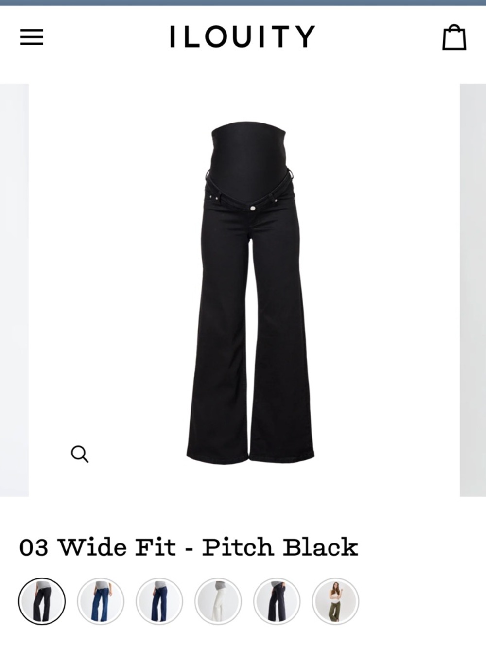 NWT Ilouity maternity jeans- fit 03 wide leg in Pitch black- size 44/34 US 12 - Picture 3 of 9